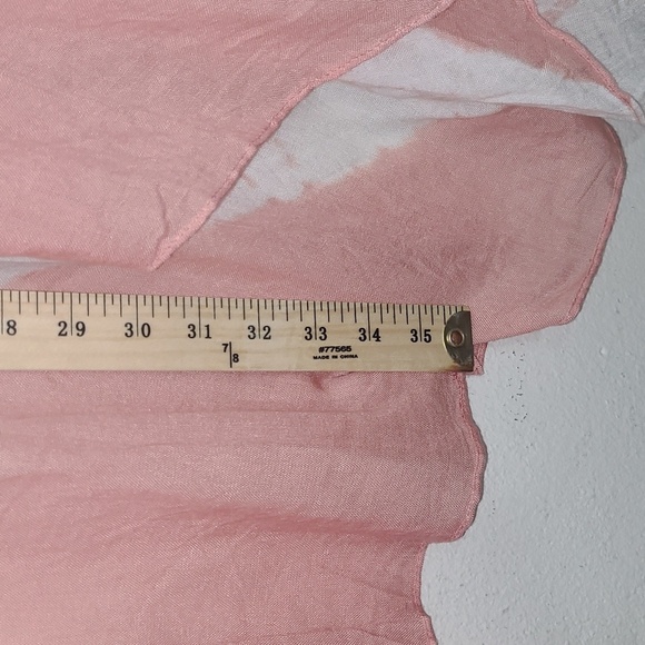 Beachy Wrap Short Kimono Peach White Tie Dye Open Cover Up Sheer Boho Coastal - Picture 3 of 6